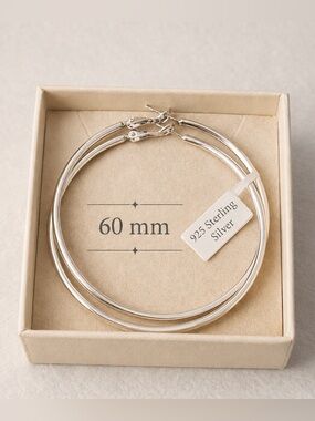 Sterling silver hoop earrings 60mm